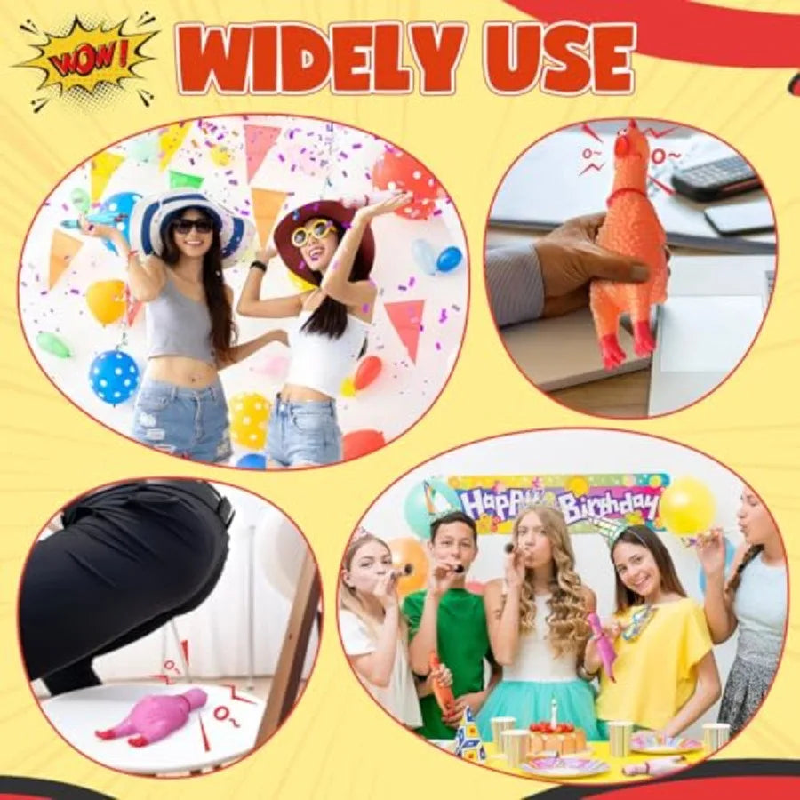 50 Pcs Rubber Chickens Squeak Screaming Chicken