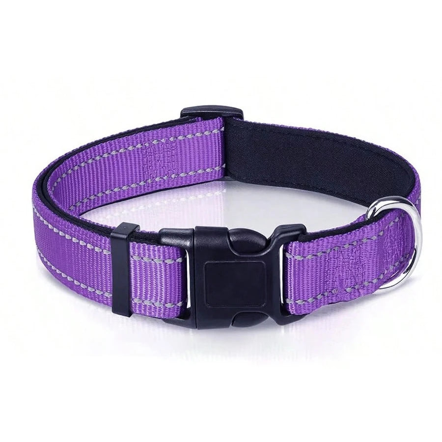 Reflective Dog Collar Soft Padded Breathable Safety Stripes