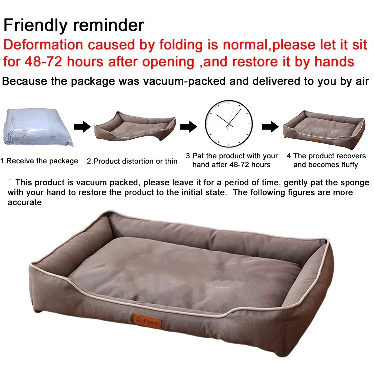 Four Season Square Dog Bed for Large Dog Mattress Bite-resistant  Waterproof