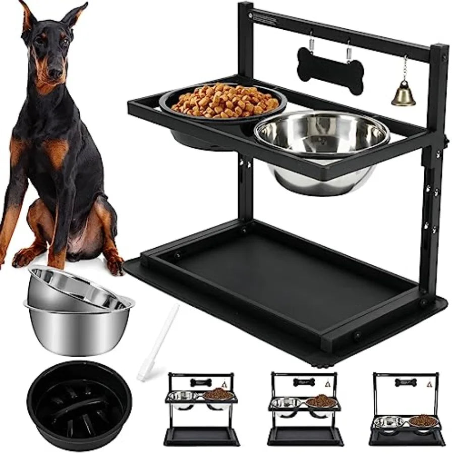 Elevated Dog Bowls with Slow Feeder for Large Dogs Adjustable