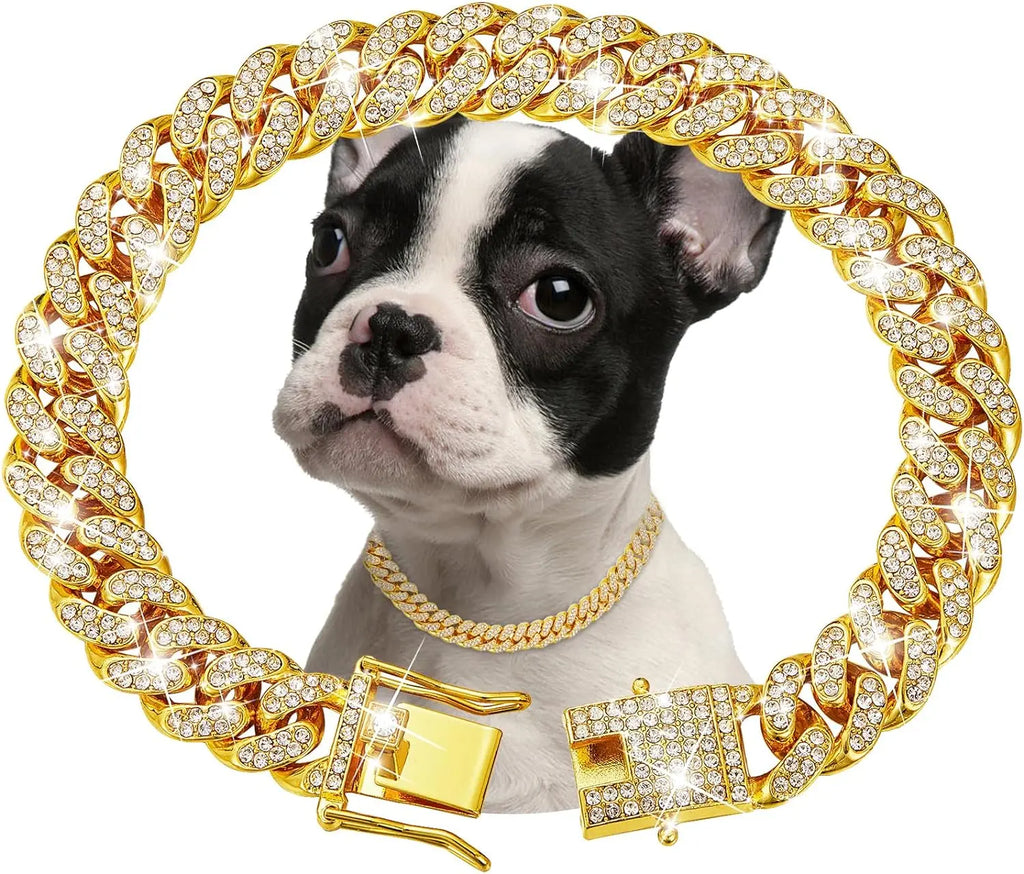 Luxury Gold Pet Metal Chain Collar For Small Medium Large Dogs