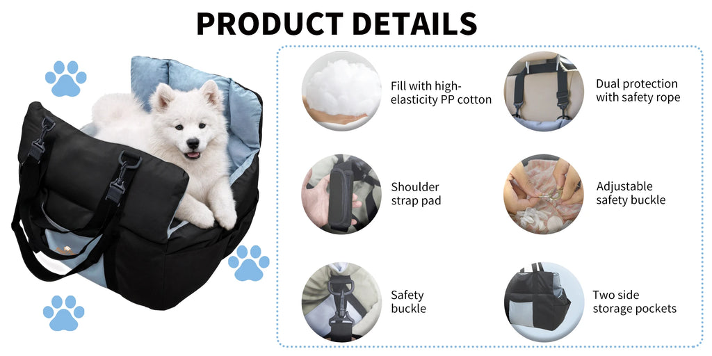Portable Dog Car Seat Pet Puppy Booster Travel Bed