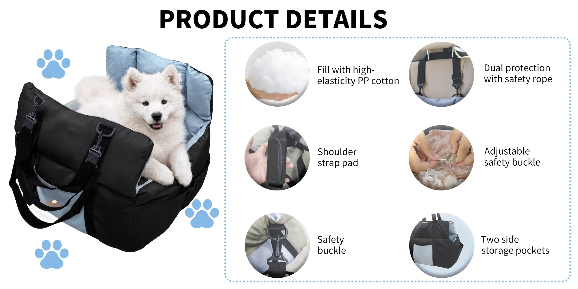 Portable Dog Car Seat Pet Puppy Booster Travel Bed