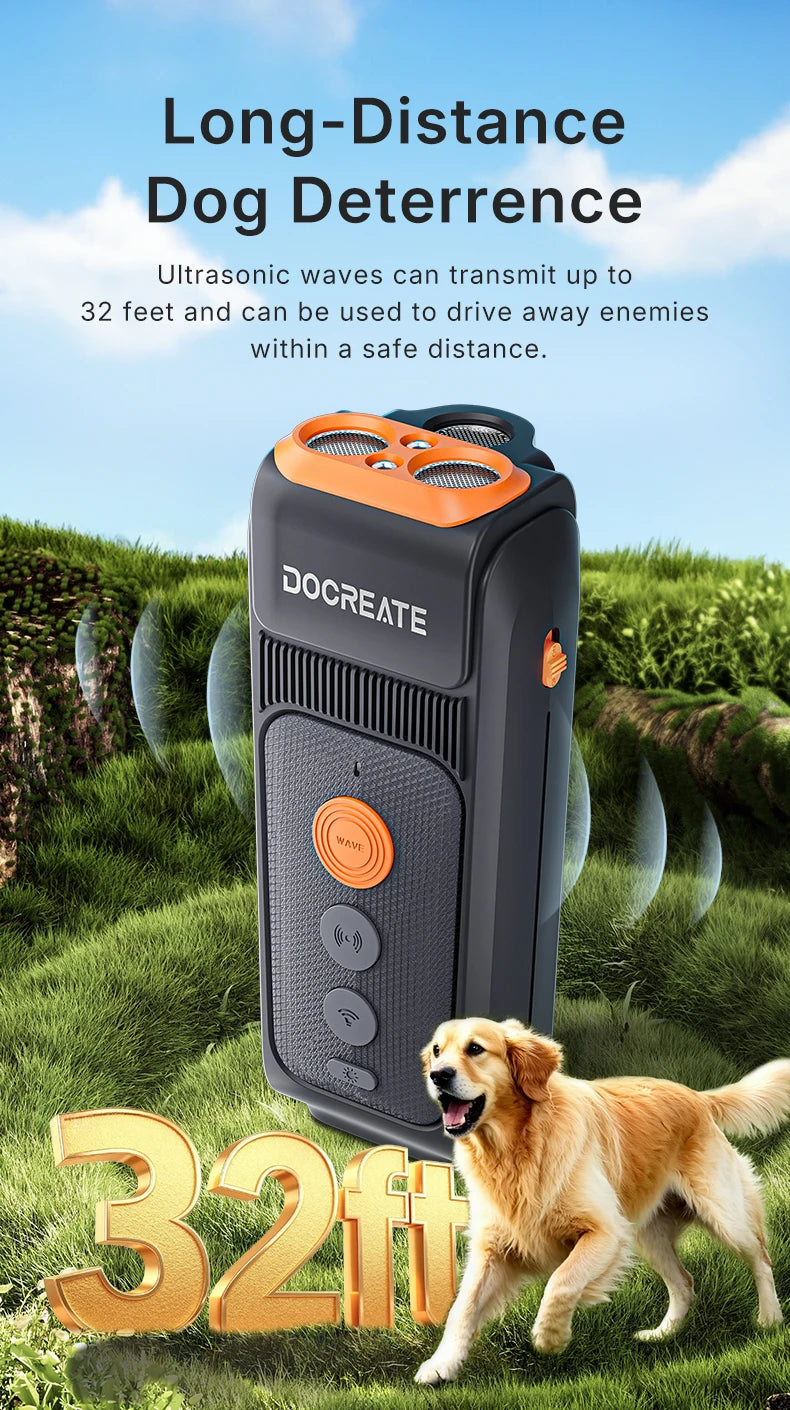3-in-1 Dog Repellent Ultrasonic Anti-Bark Trainer with LED Flashlight.