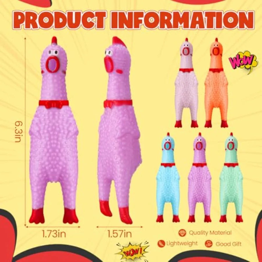 50 Pcs Rubber Chickens Squeak Screaming Chicken