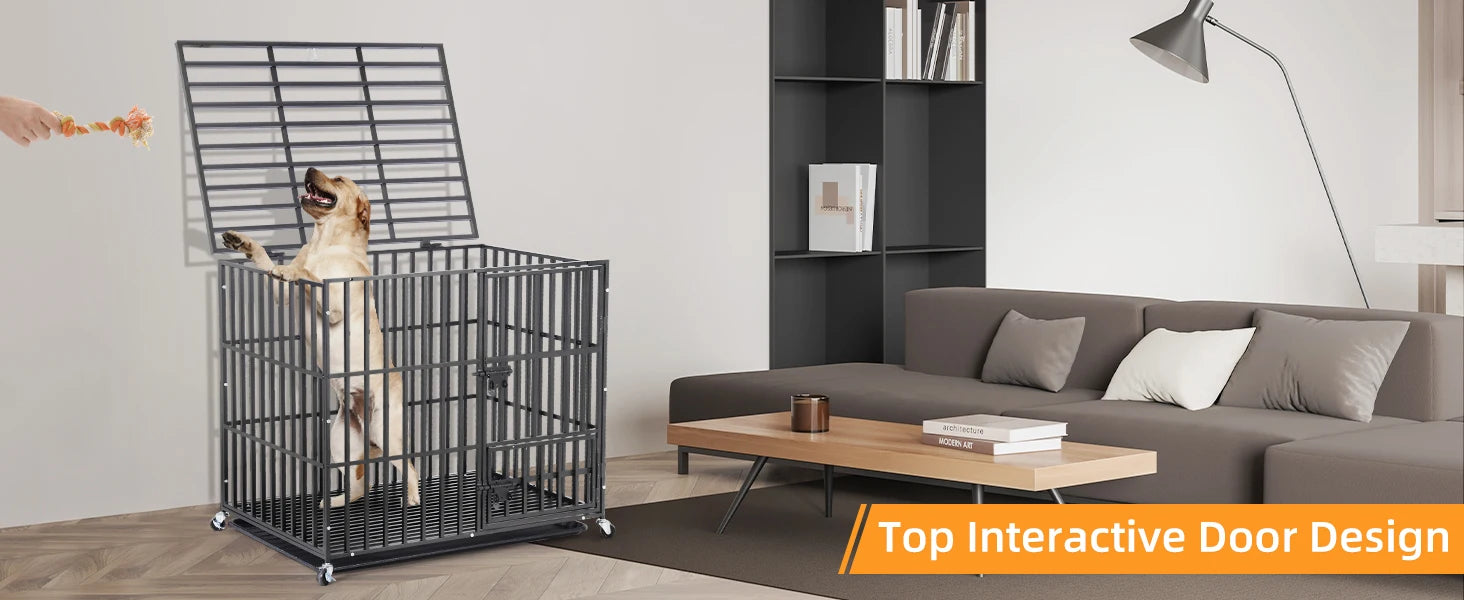 XXL Large Heavy Duty Dog Crate Strong Pet Cage  Square Tube Metal Kennel