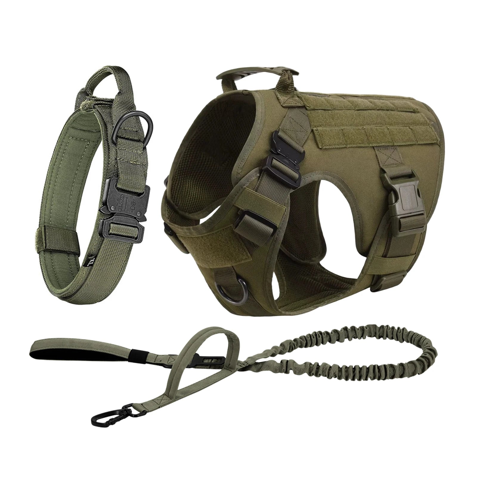 Tactical Dog Harness Collar Leash Pouches For Medium Large Dogs