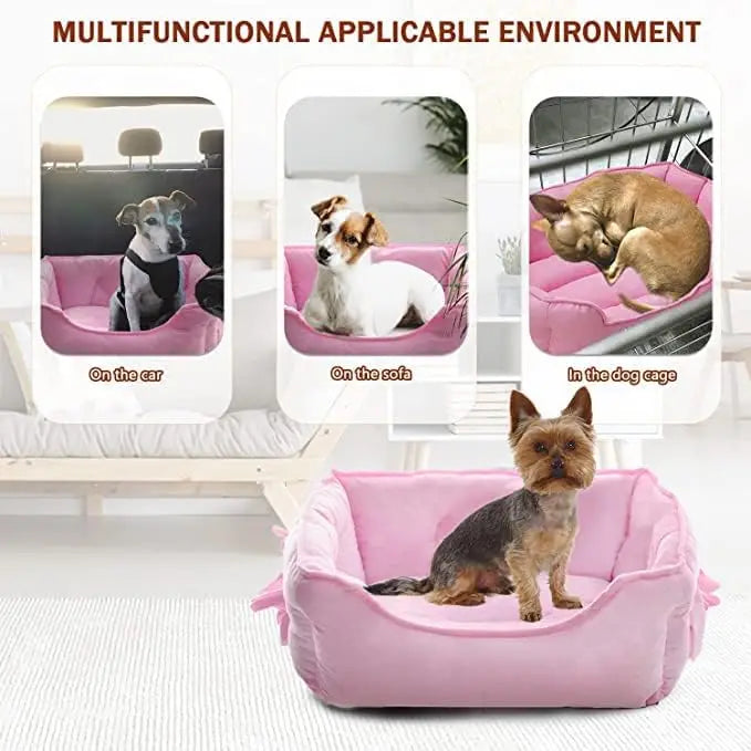 Princess Dog Bed Pink Puppy Couch for Small Dogs Breathable