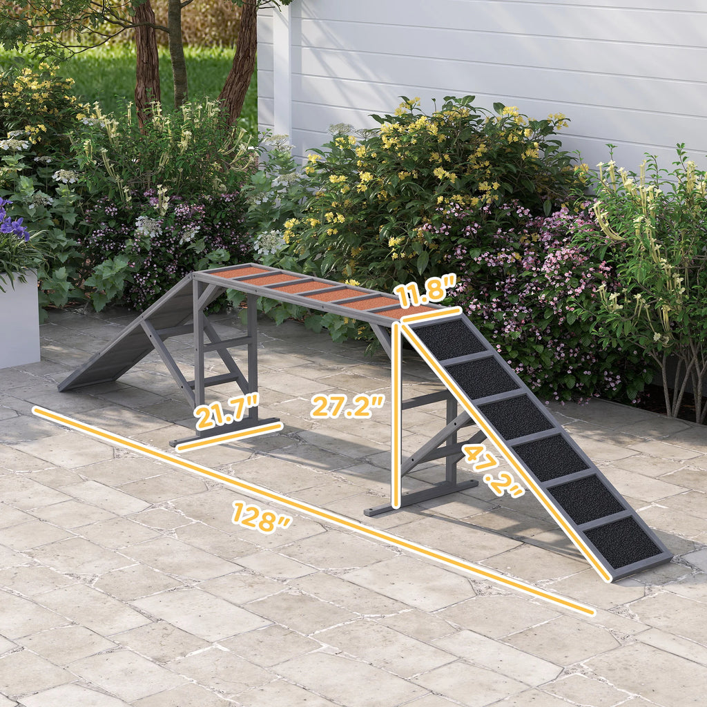Dog Agility Training Ramp with Safety Bars 35 Degree Slope