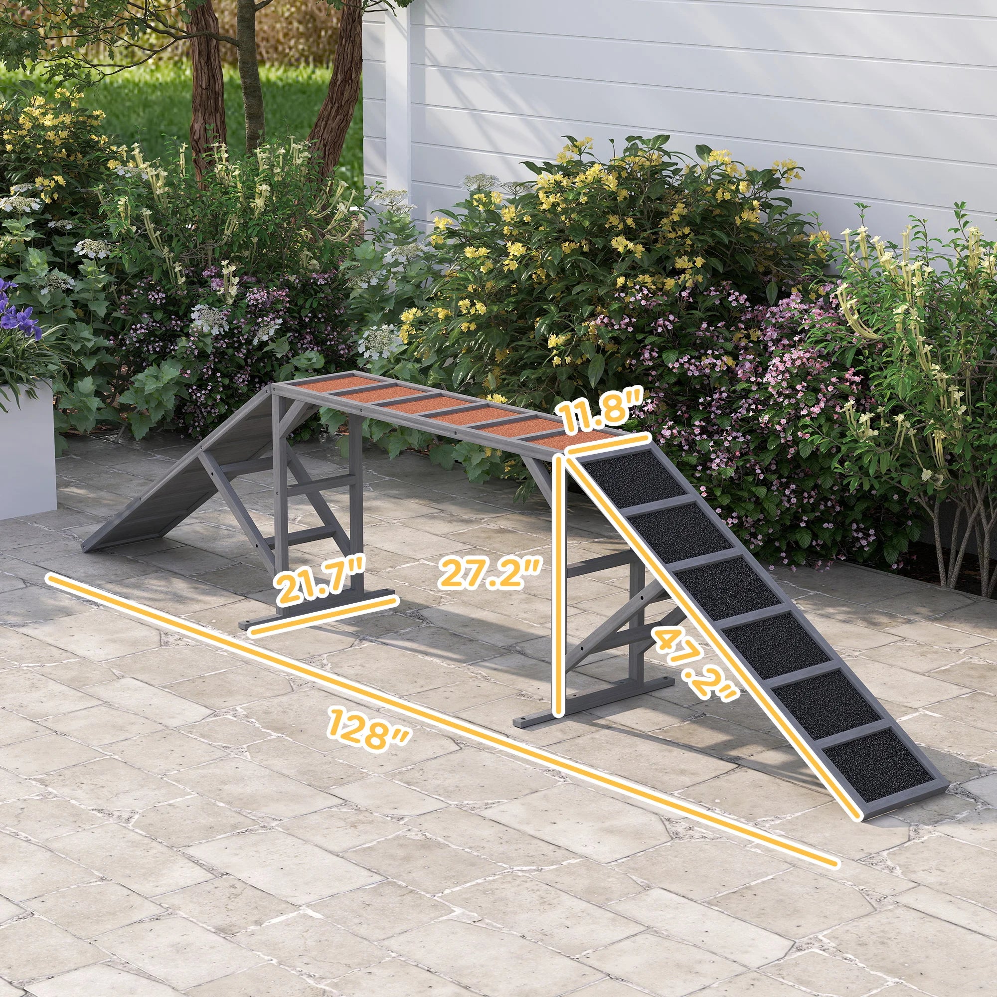 Dog Agility Training Ramp with Safety Bars 35 Degree Slope