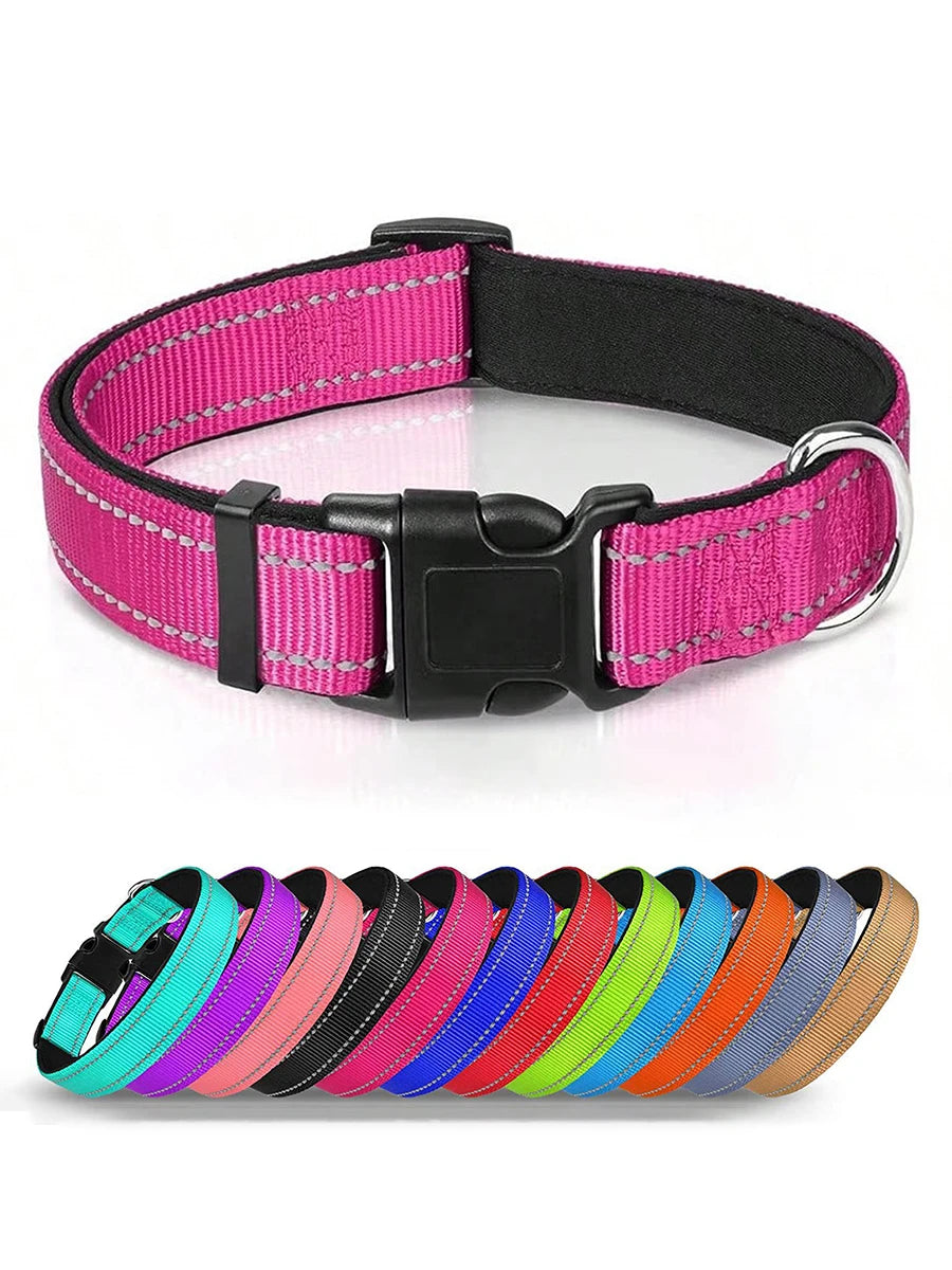 Reflective Dog Collar Soft Padded Breathable Safety Stripes