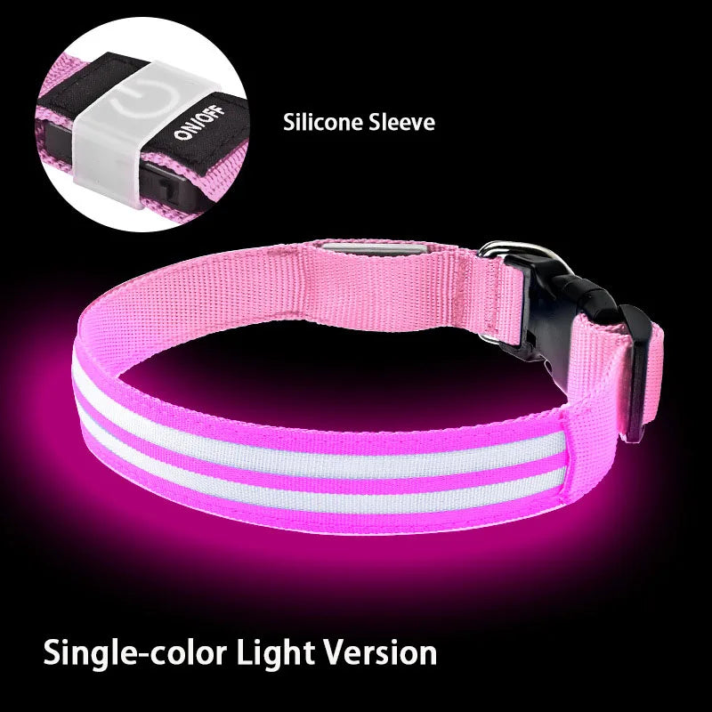 Light Up Dog Collar Night Walk Color LED Glowing