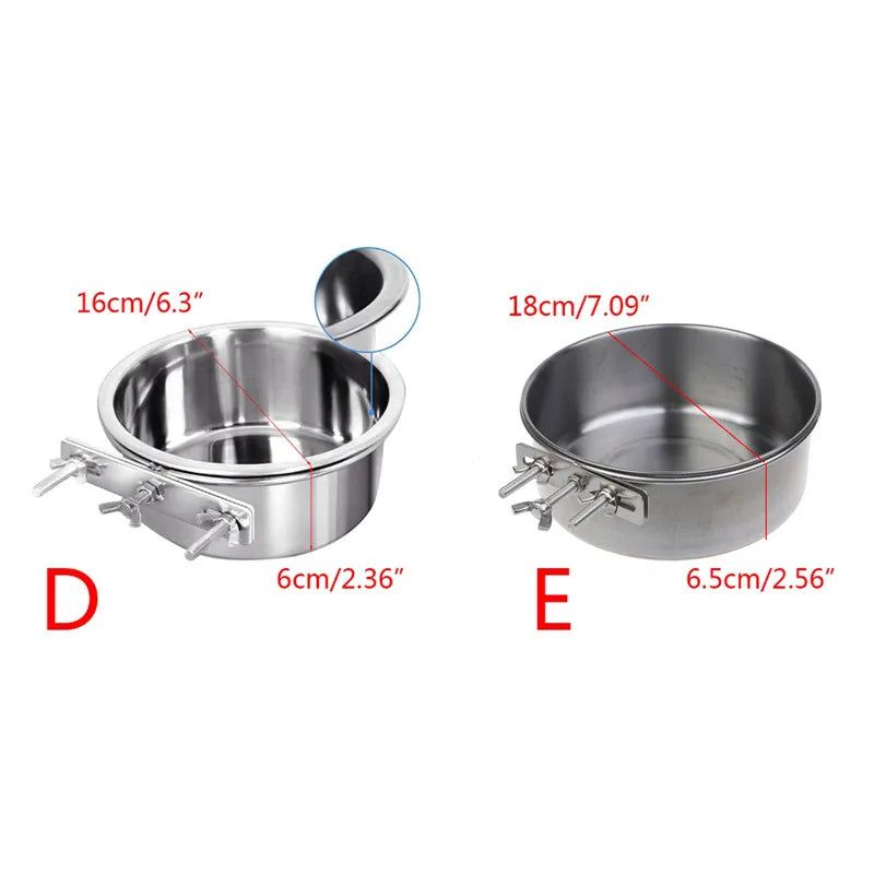 Pet Bowl Can Hang Stationary Dog Cage Bowls Stainless Steel Dog Cats Hanging Bowls Durable Puppy Kitten Feeder Water Food Bowl