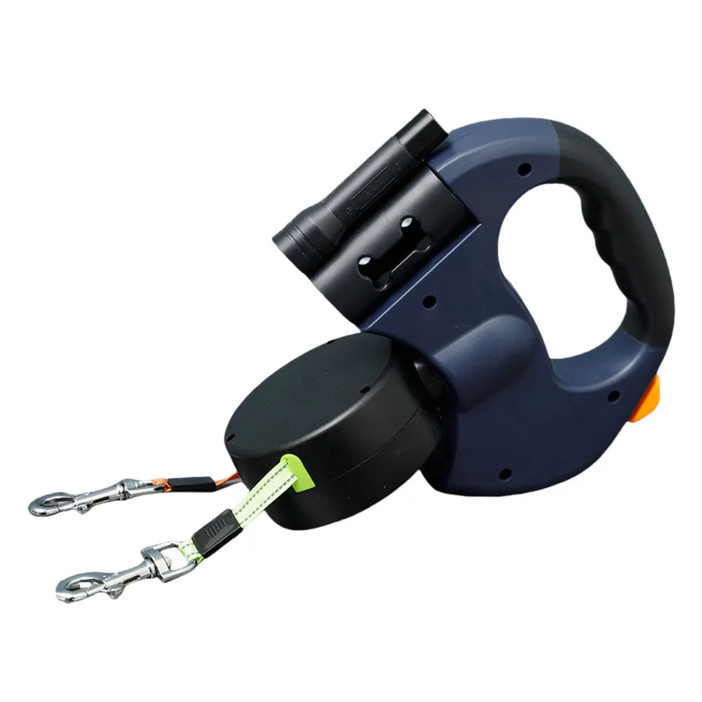 Double Headed Dog Leash Traction Rope with LED Light Dog Walking Leash