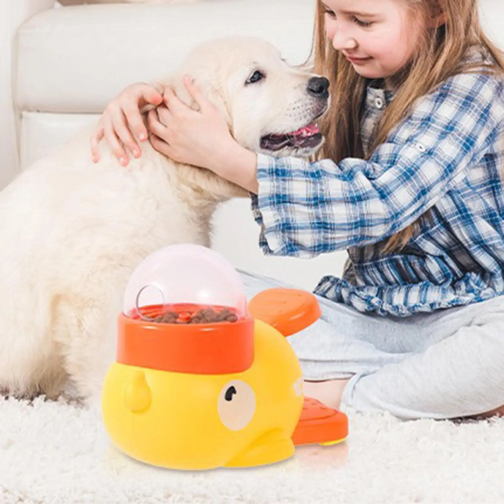 Pet slow food bowl, duck dog snack dispenser, interactive feeder