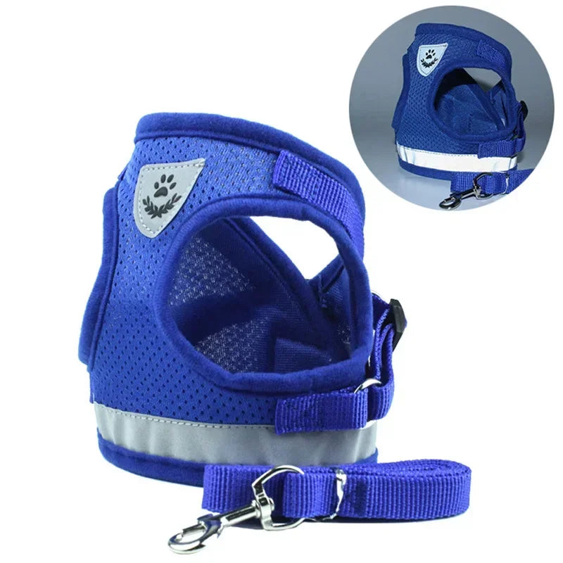 Reflective Breathable Small Dog Harness and Leash