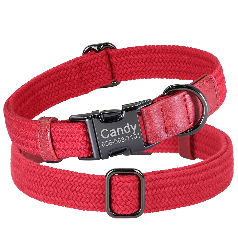 Personalized Nylon Dog Collar Adjustable Dog Collars Custom Pet Name