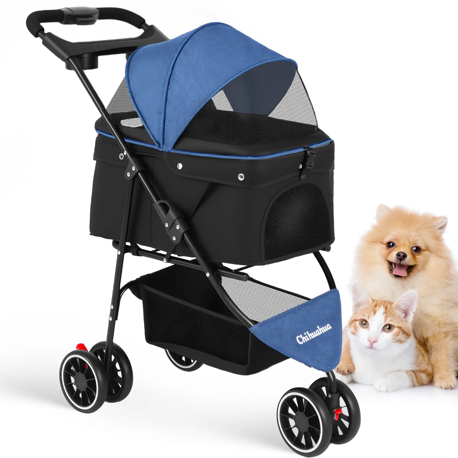 Pet Stroller For Small Puppy Dogs & Cats Travel Portable Dog Stroller