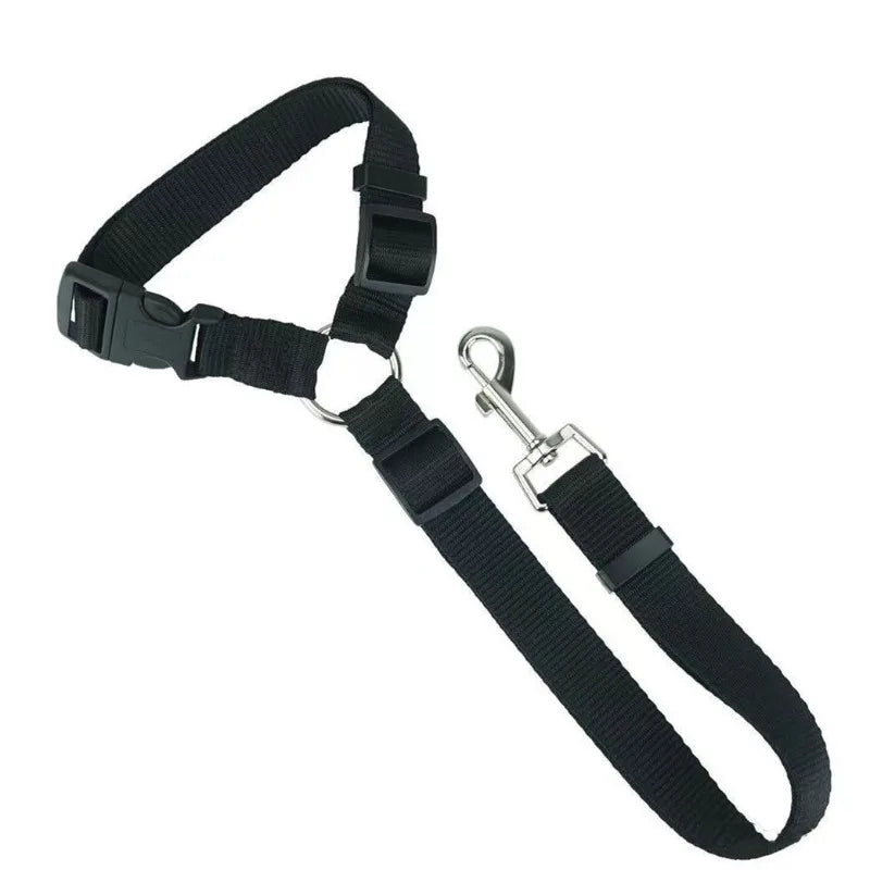 Solid Color Two-in-one Pet Car Seat Belt Nylon Lead Leash