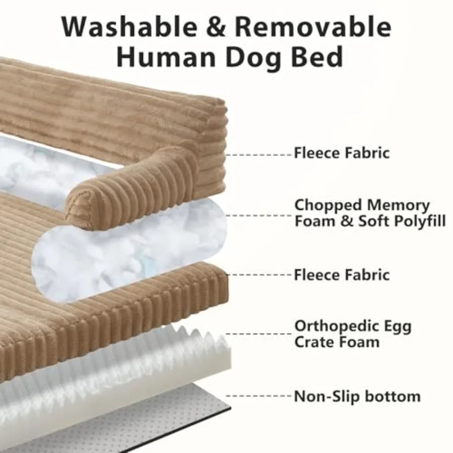 Foldable Human Dog Bed Orthopedic Egg-Crate Memory Foam