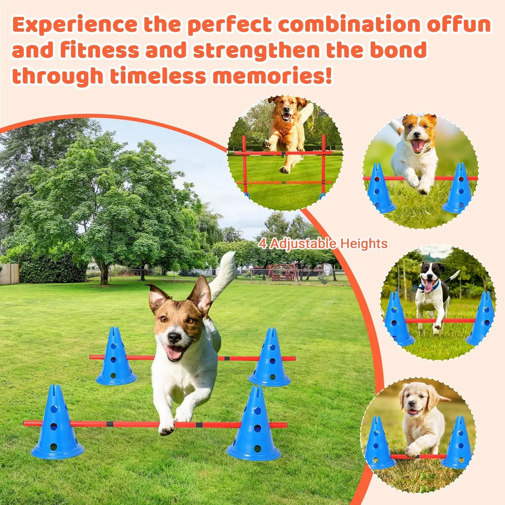 Dog Agility Hurdle Cone Set  Include 12 Agility Cones 6 Agility Rods