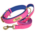 Leather Dog Collar Leash And Collar With Free Engraved Nameplate
