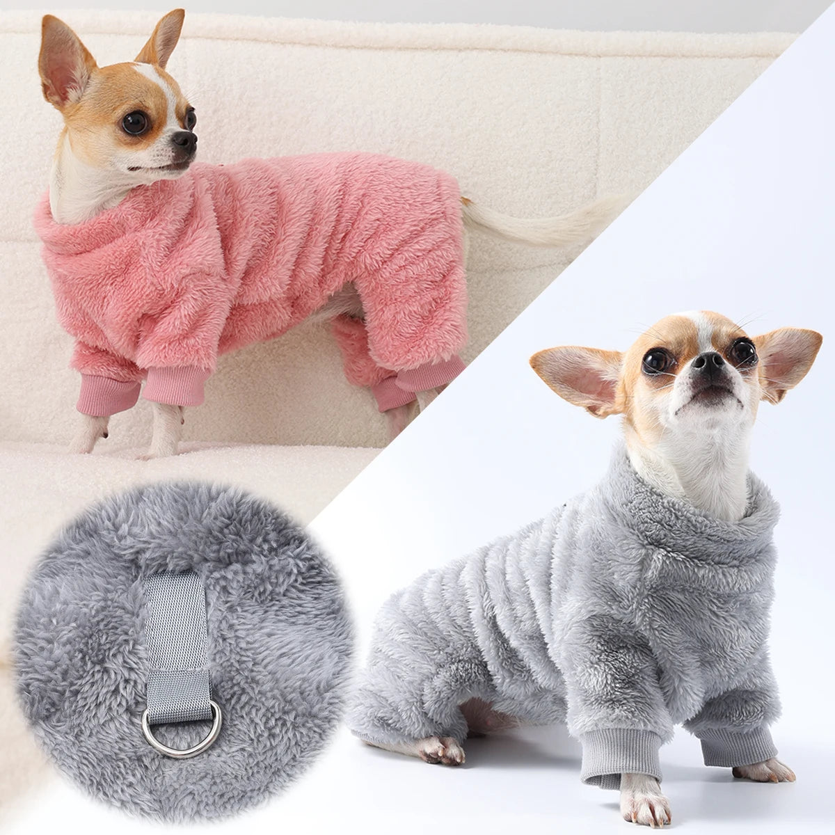 Winter Warm Pet Clothes Soft Flannel Dog Jumpsuit for Small Medium Dogs