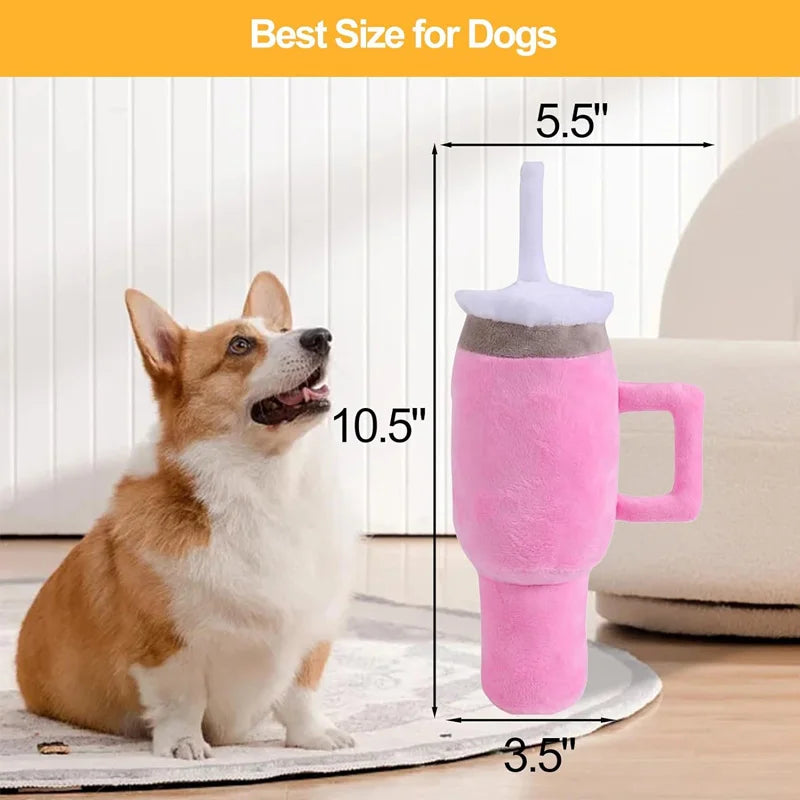 Durable Chew Resistant Pet Water Cup Plush Toy.