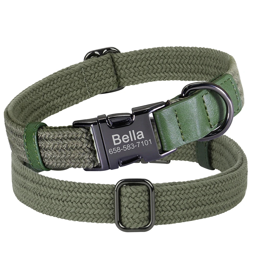 Personalized Nylon Dog Collar Adjustable Dog Collars Custom Pet Name