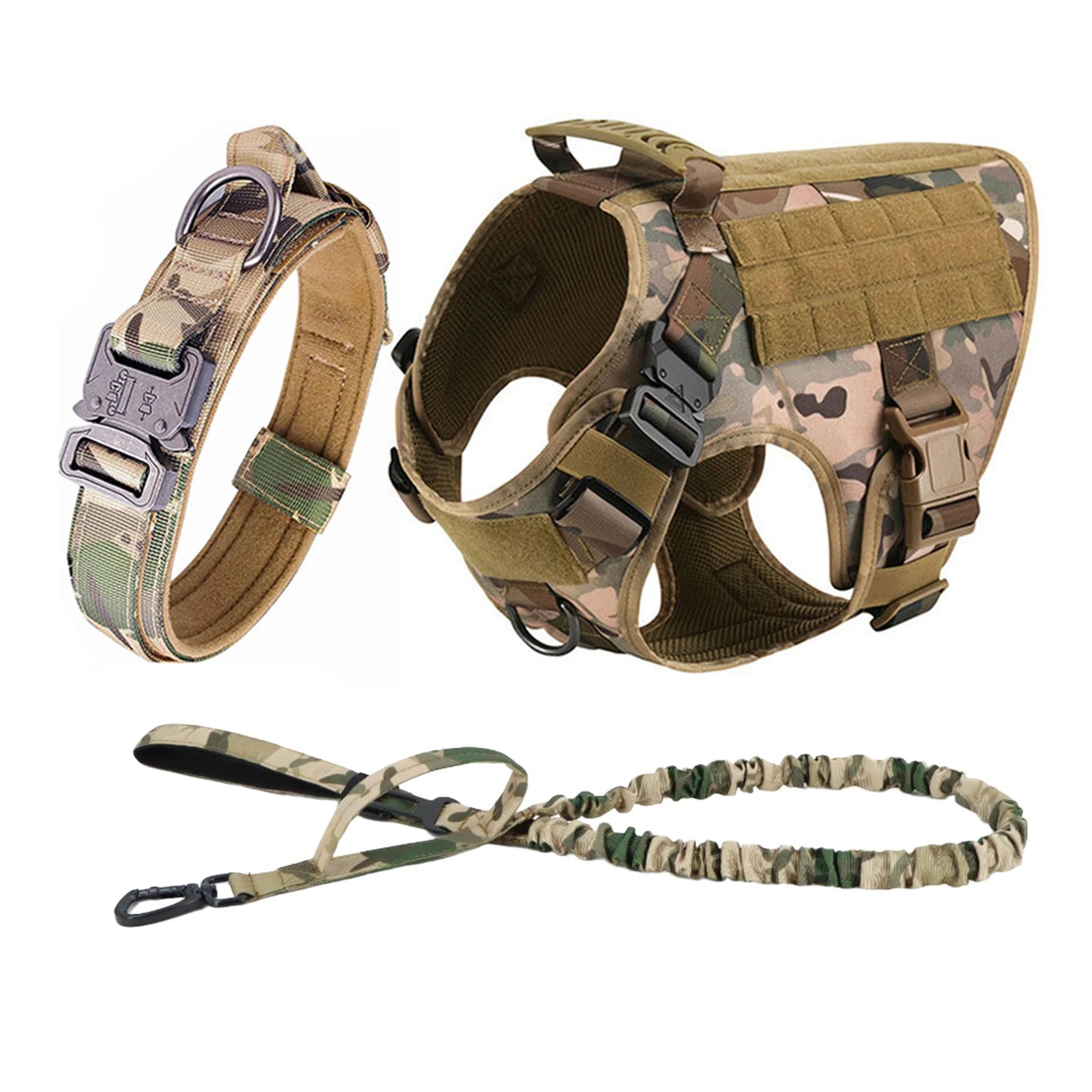 Tactical Dog Harness Collar Leash Pouches For Medium Large Dogs