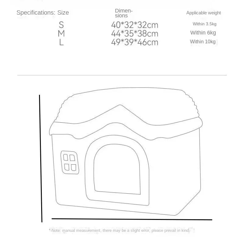 Cute Pet House with Foldable Soft Pet Bed Detachable Washable