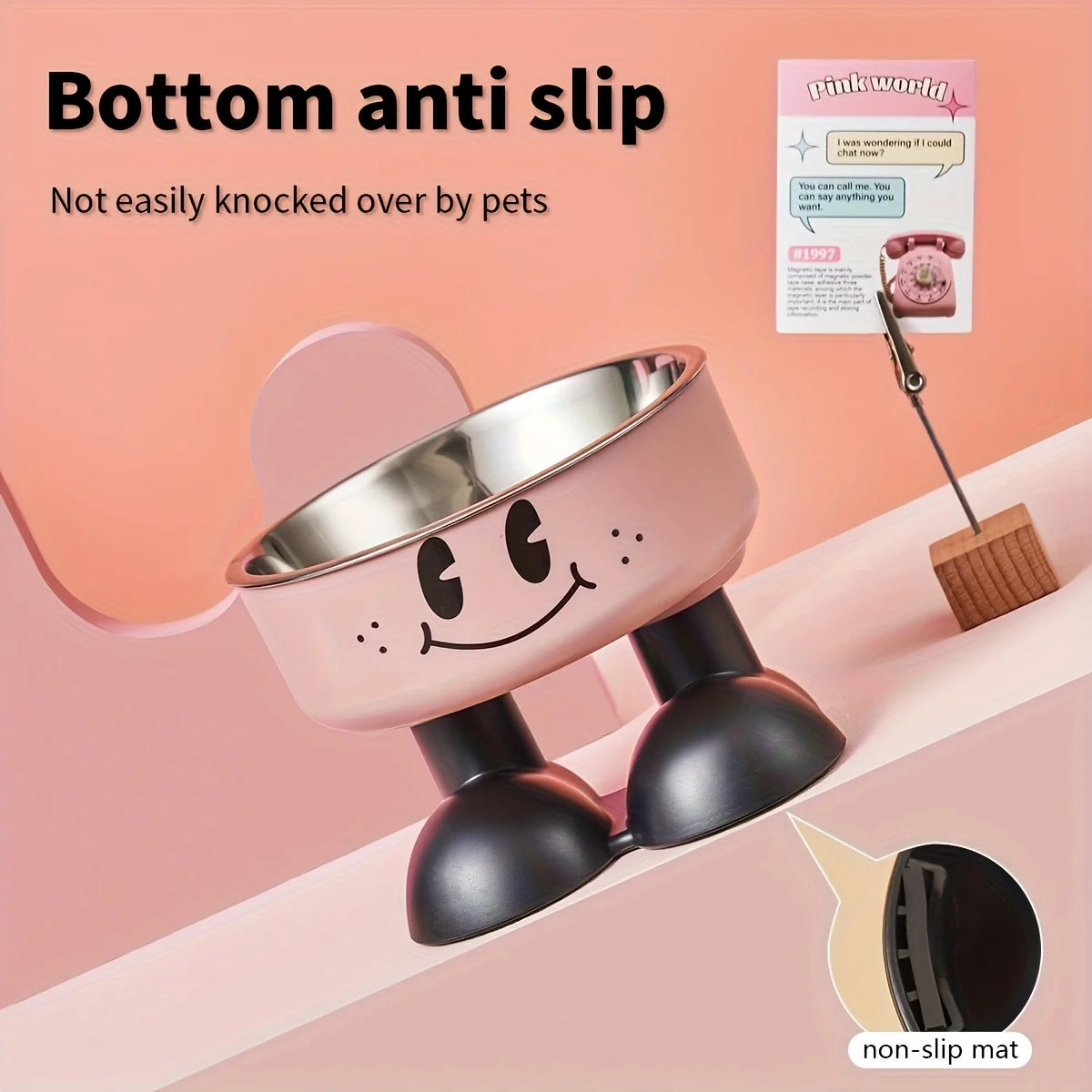 Elevated Dog Cat Bowl Stainless steel Food Water Bowls Raised No Spill