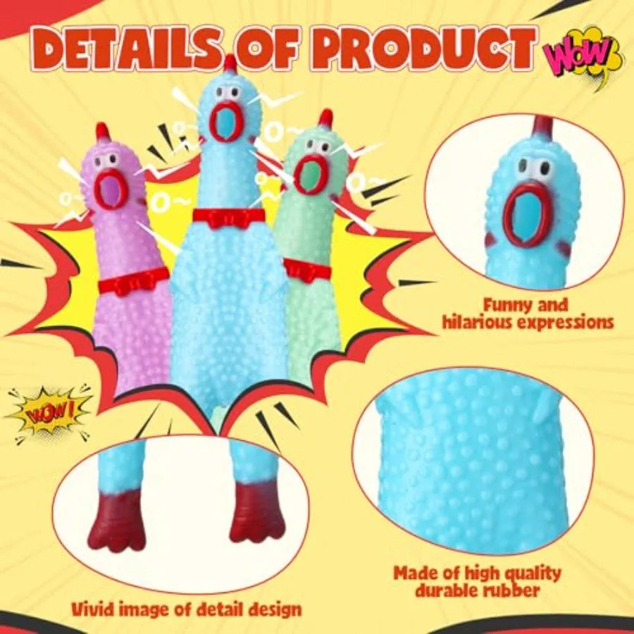 50 Pcs Rubber Chickens Squeak Screaming Chicken