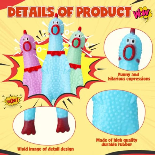 50 Pcs Rubber Chickens Squeak Screaming Chicken