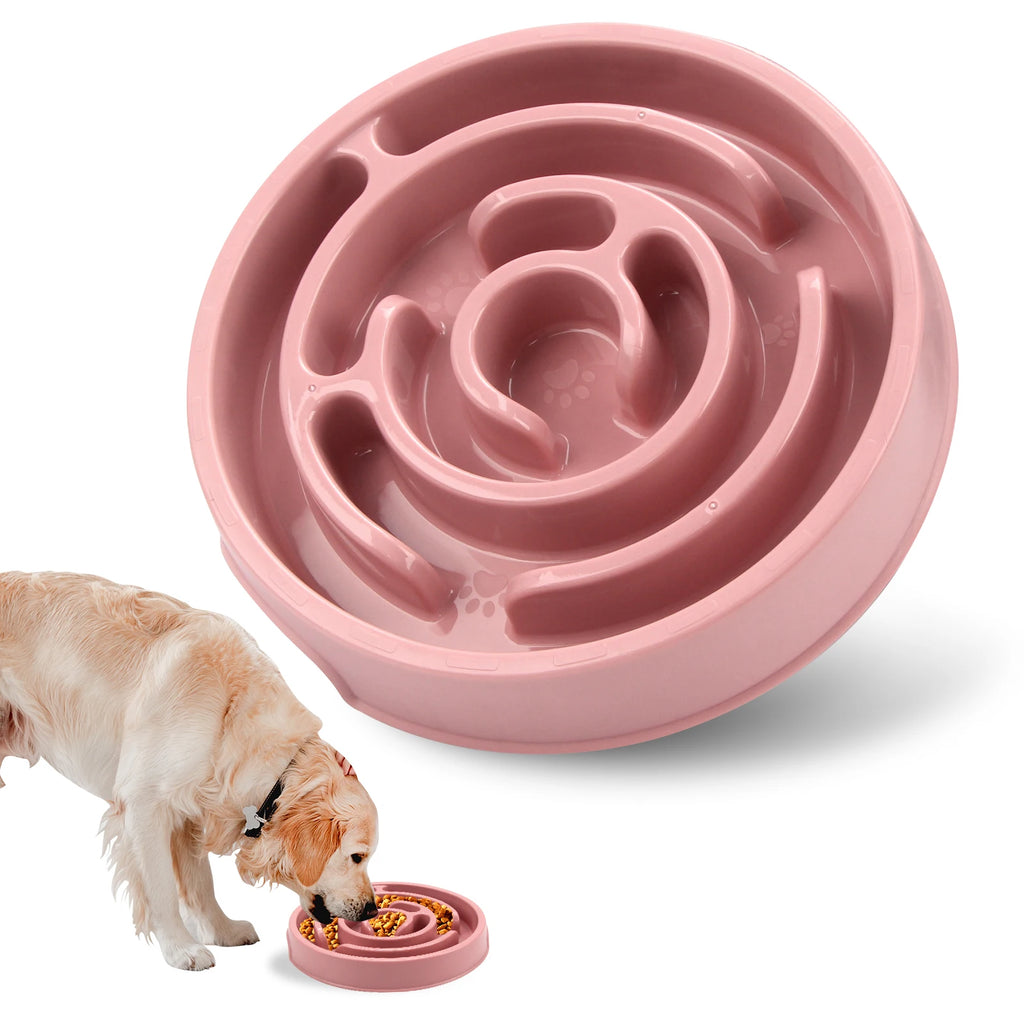 Pet Dog Slow Feeder Bowl Fun Non Slip Anti-Gulping