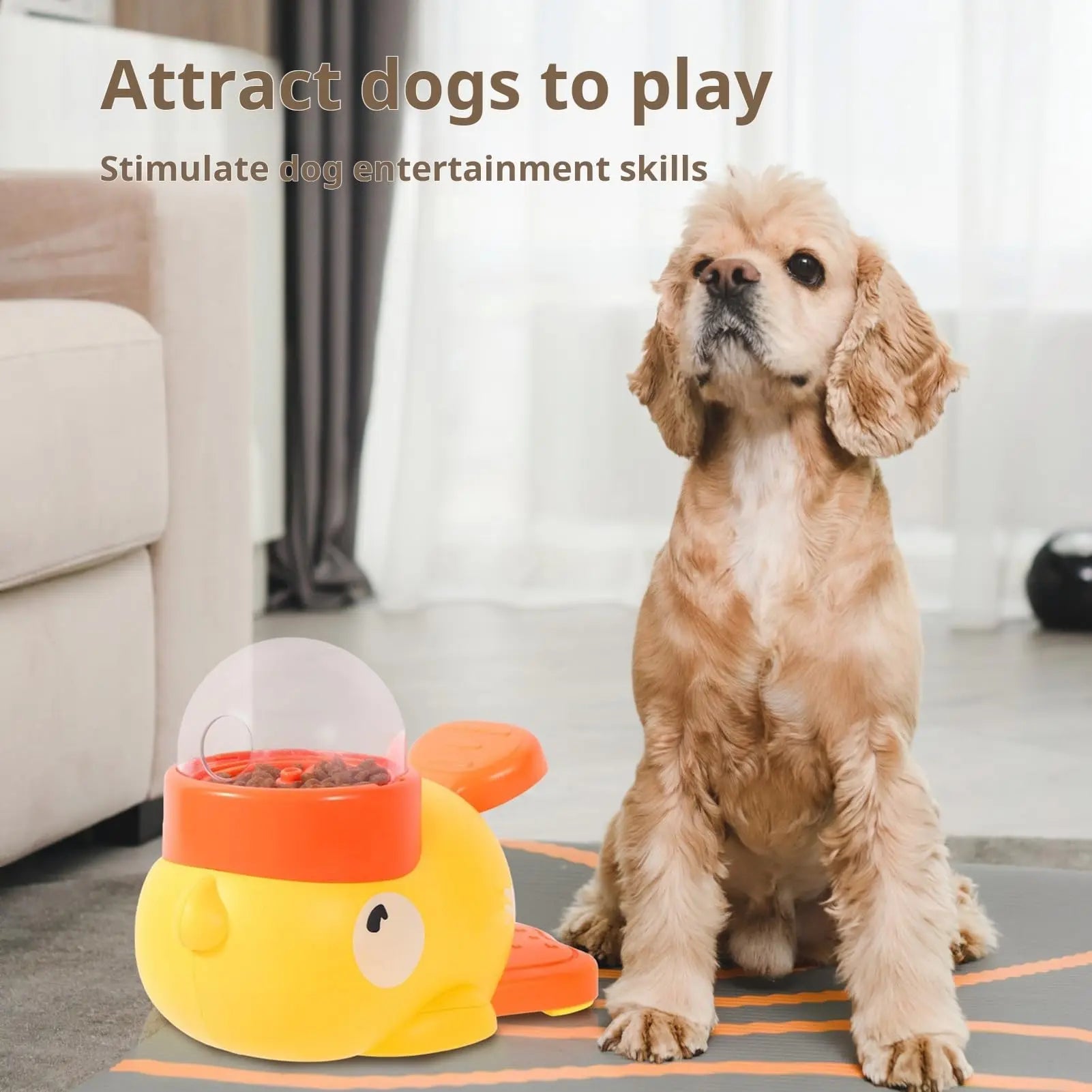 Pet slow food bowl, duck dog snack dispenser, interactive feeder