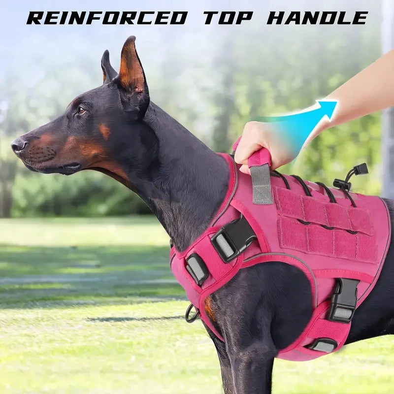Adjustable No-Pull Tactical Dog Harness with Handle for Large Dogs