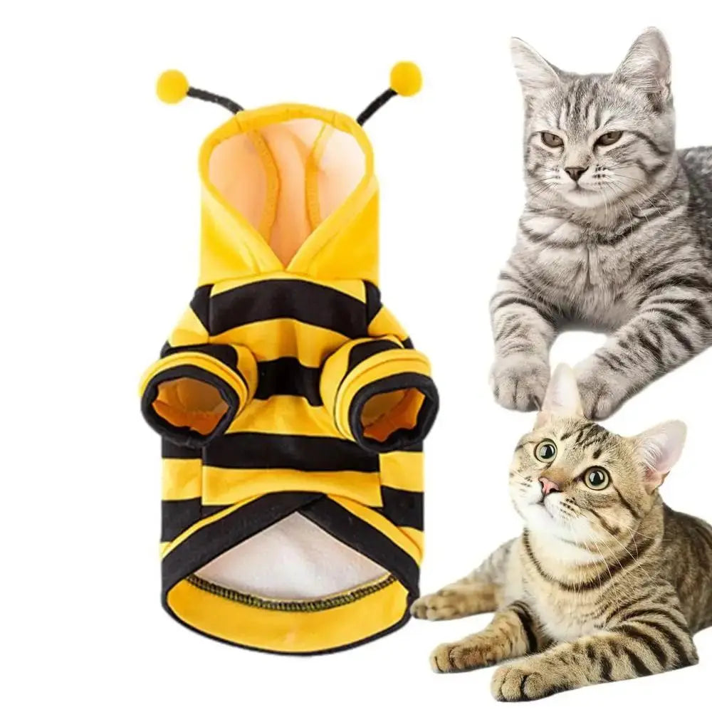 Soft Pet Bee Costume Hooded Breathable Winter Warm Bee Cosplay Costume