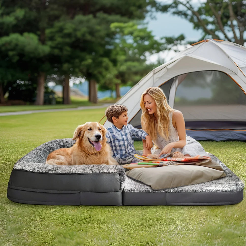 Foldable Human Dog Bed for Adult 2 in 1 Calming Large Dog Bed Washable.