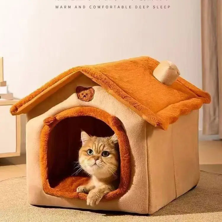 All Season Dog House Style Bed - Removable Washable Pet Bed for Small Dogs