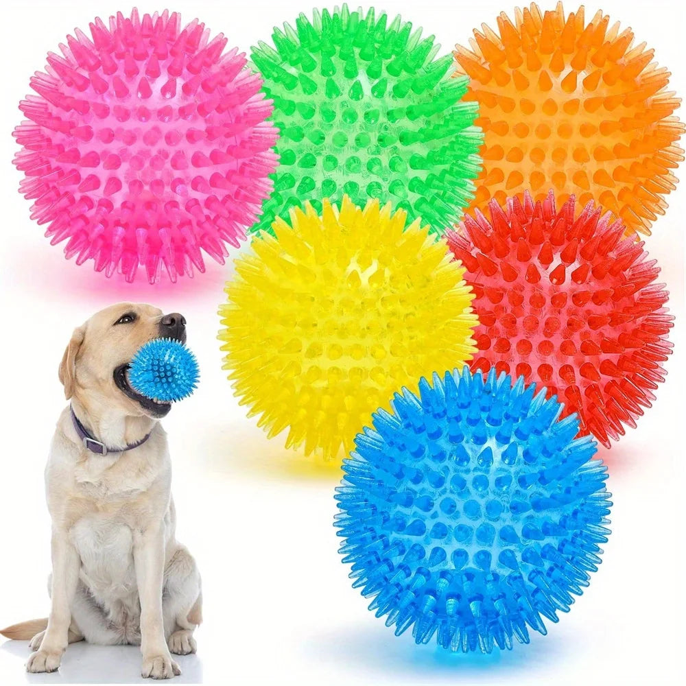 6pcs Dog Toy Balls, BPA Free Non-Toxic Plastic, Durable Spikey