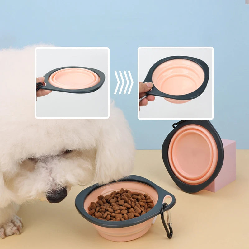 Pet Folding Silicone Bowl Collapsible Dog Outdoor Travel