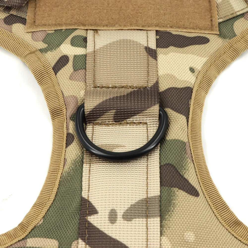 Military Large Dog Harness Collar Leash Bags Patches Set