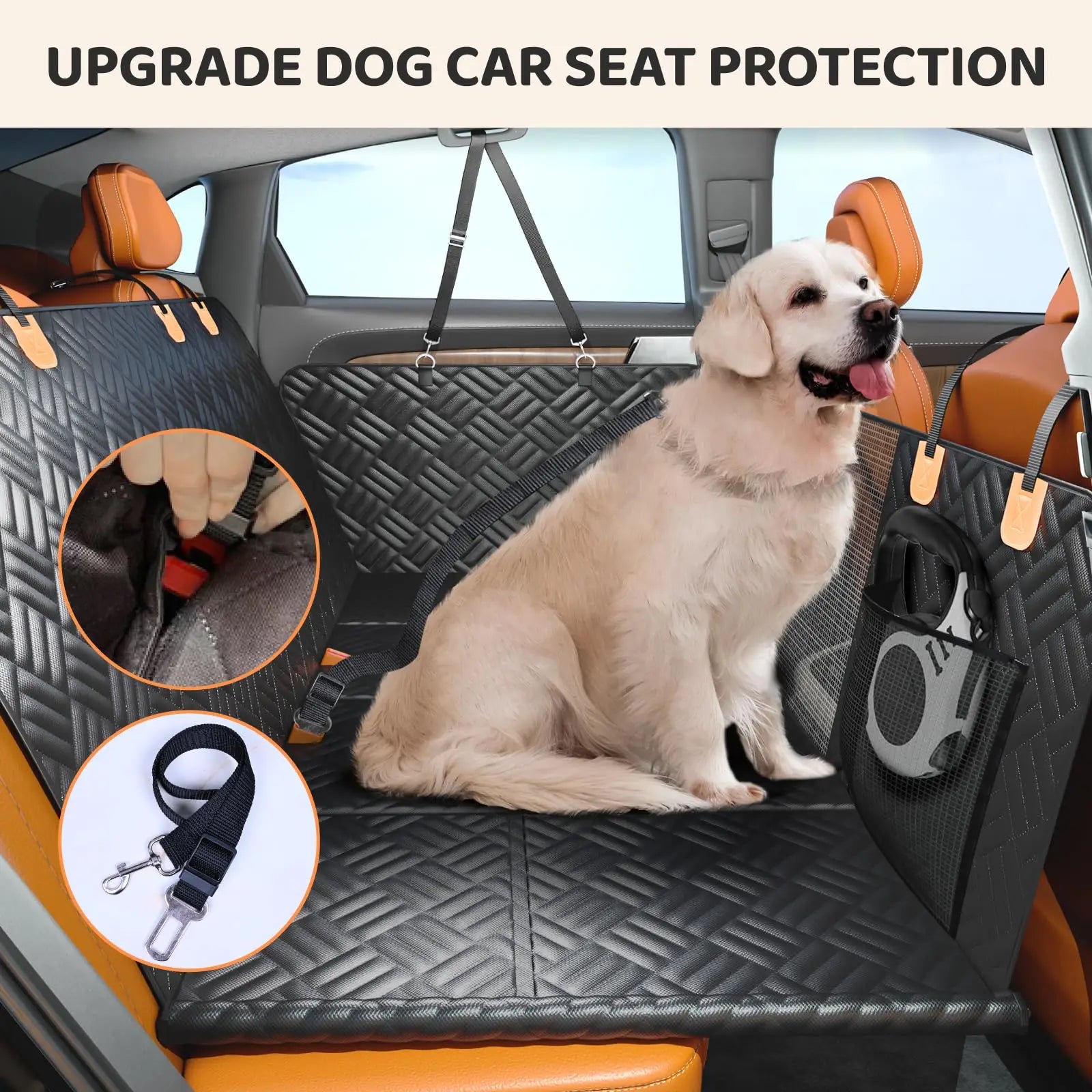 Car Rear Seat Dog Seat Cover, Hard Bottom Rear Seat Extender, Load-Bearing 400 Pounds,