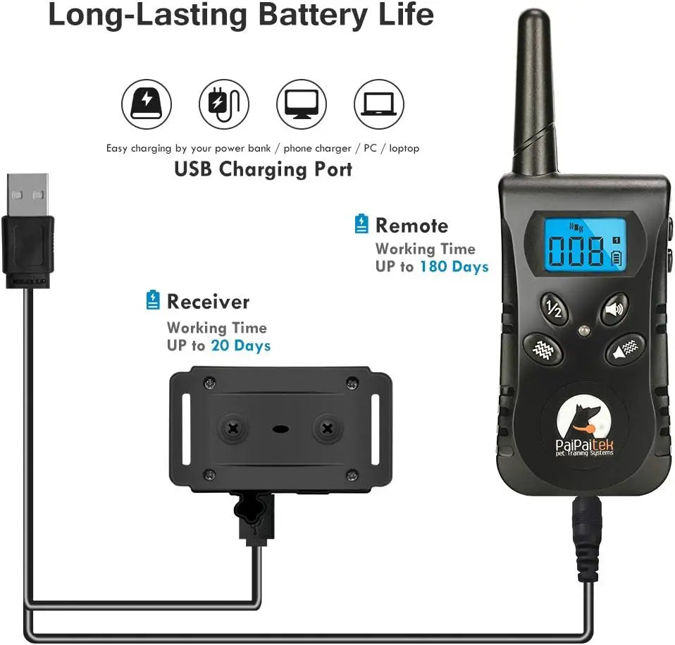 No Shock Dog Training Collar with Remote,1600ft Rechargeable