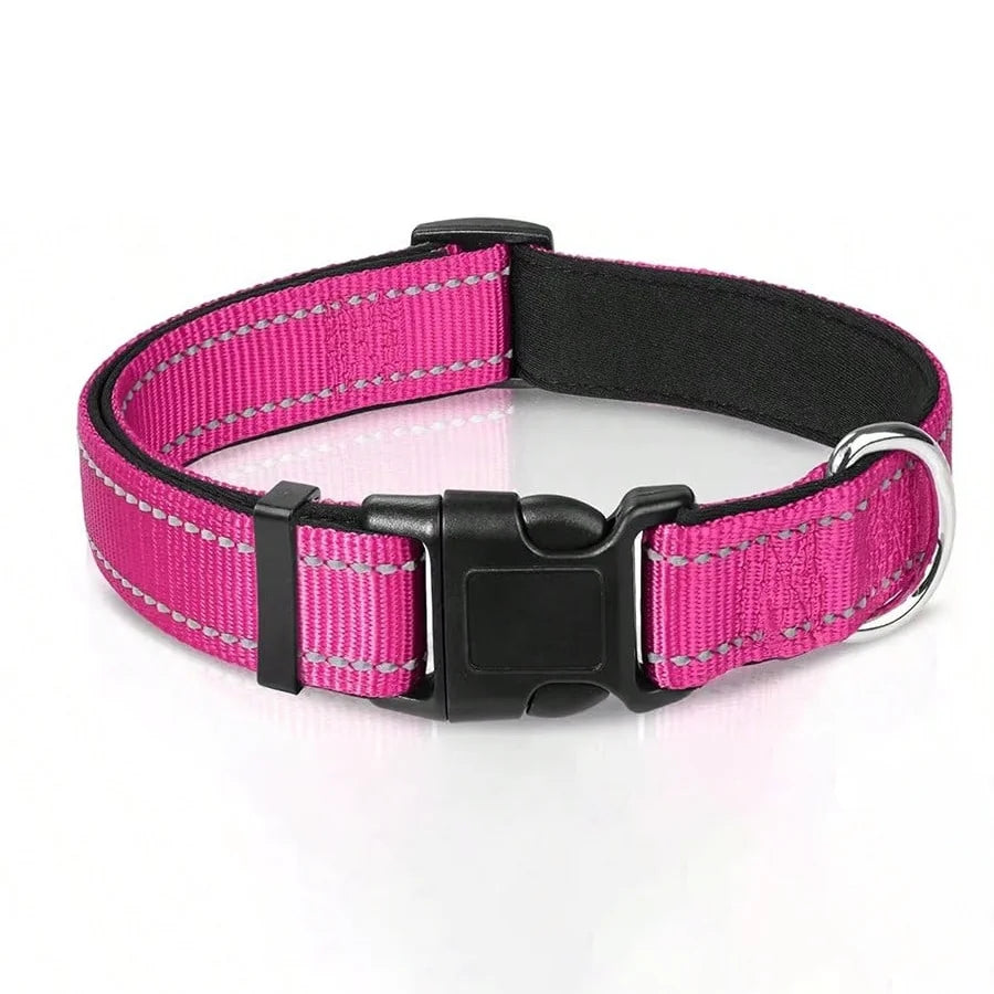 Reflective Dog Collar Soft Padded Breathable Safety Stripes