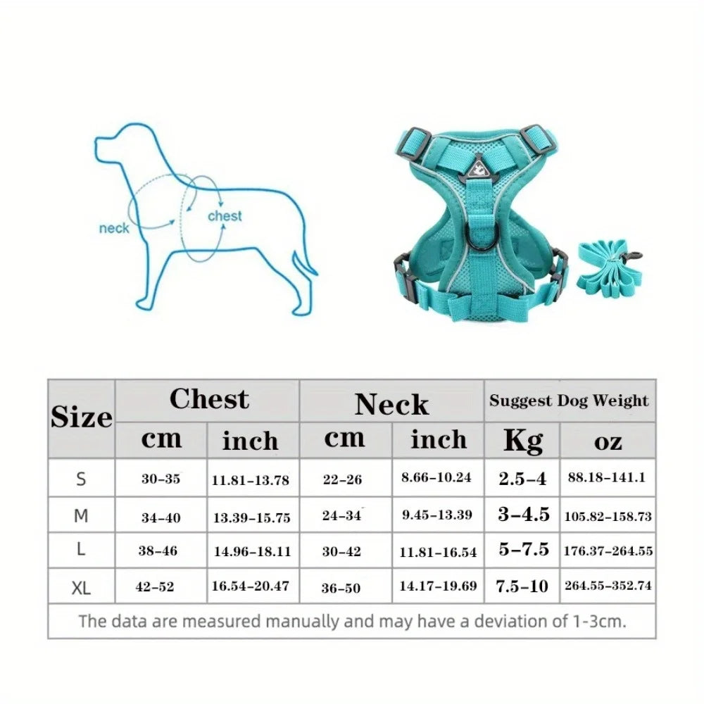 No Pull Dog Harness and Leash Set Adjustable Pet Harness Vest.