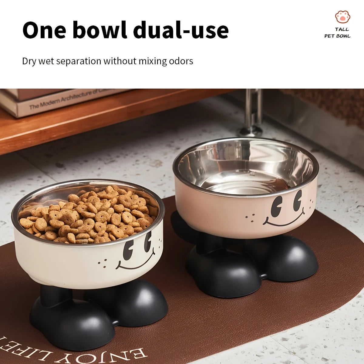 Elevated Dog Cat Bowl Stainless steel Food Water Bowls Raised No Spill