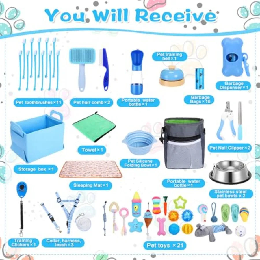 65 Pcs Puppy Supplies Starter Kit Small Dog Essentials