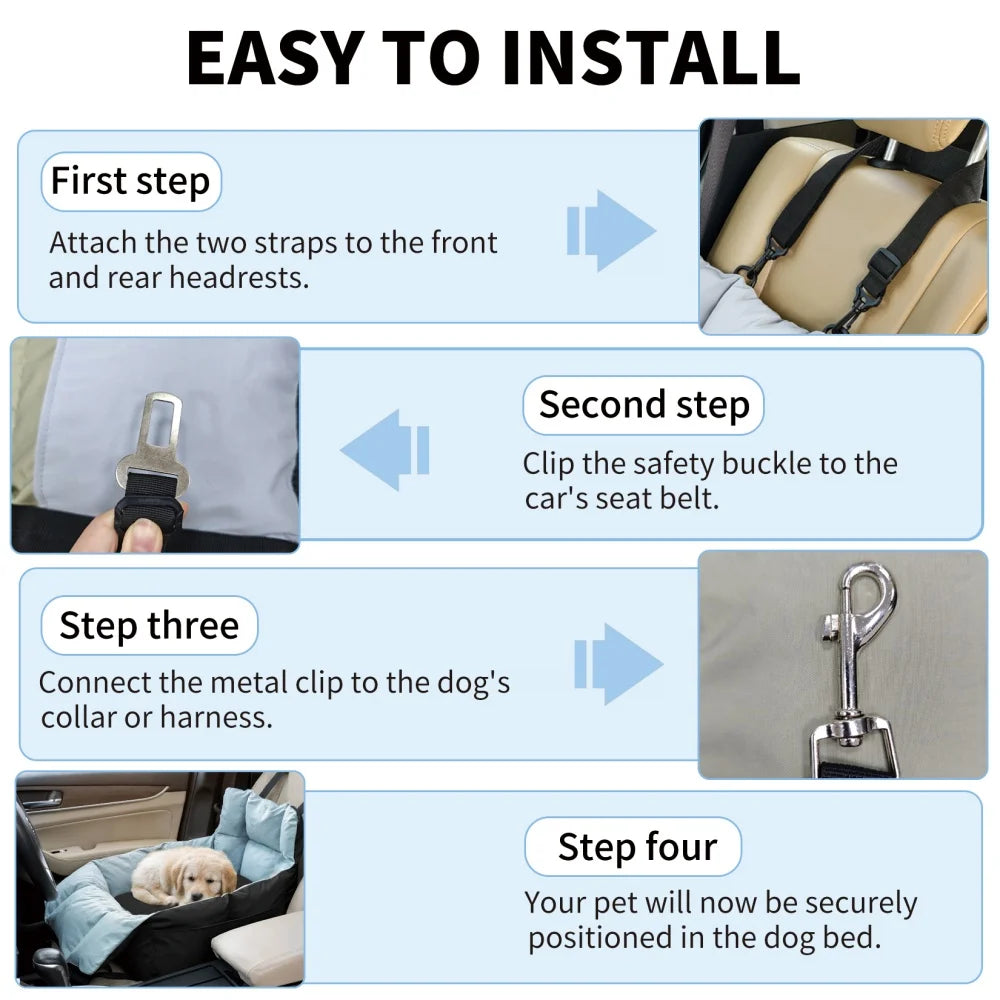 Portable Dog Car Seat Pet Puppy Booster Travel Bed